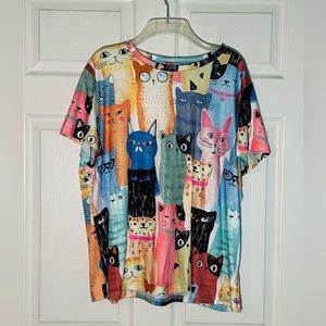 NWOT all over cat print t-shirt